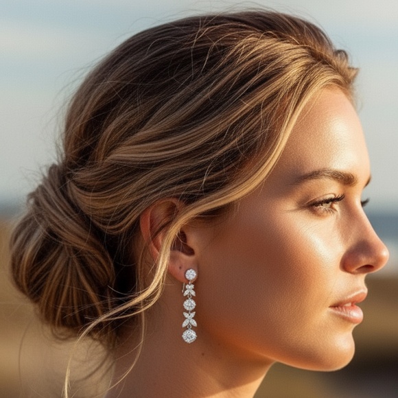 Elegant, Classic, Timeless Drop Earrings for Wedding or Special Formal Occasion - Picture 1 of 4